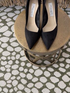 Saks Fifth Avenue Black Suede Pointed Toe Pumps
